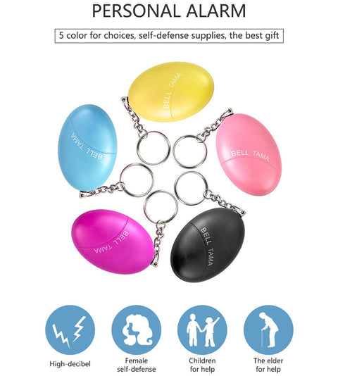 Safety Keychain Emergency Loud Alarm Self Defense 100DB Egg Shape Security Protection For Children, Adults and Elders