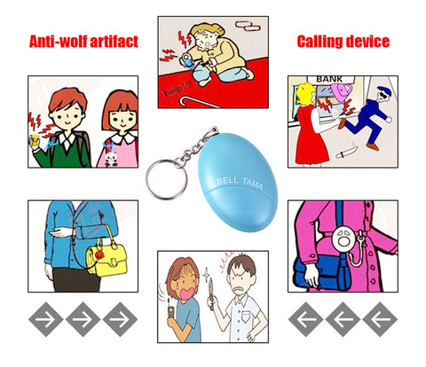 Safety Keychain Emergency Loud Alarm Self Defense 100DB Egg Shape Security Protection For Children, Adults and Elders