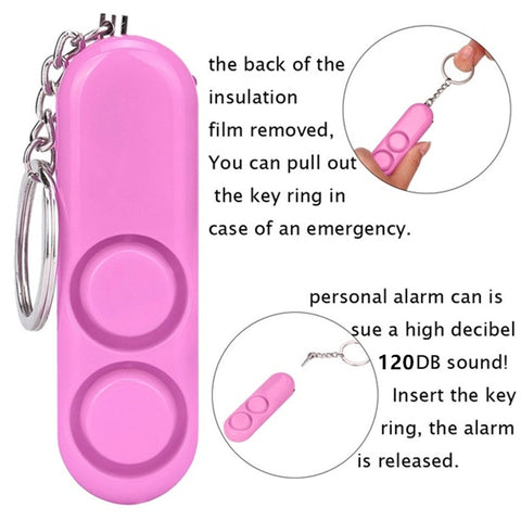 Safety Keychain Emergency Loud Alarm Self Defense Self Defense Device Dual Speakers Loud Alarm Alert  Safety Personal Security Keychain Bag Pendant