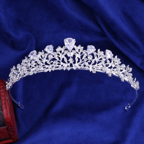 Luxury Crystal Leaf Bridal Jewelry Sets Crown Tiaras Necklace Earrings Set for Bride African Beads Jewelry Sets