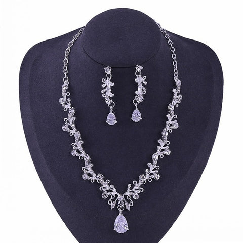 Luxury Crystal Leaf Bridal Jewelry Sets Crown Tiaras Necklace Earrings Set for Bride African Beads Jewelry Sets