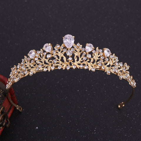 Luxury Crystal Leaf Bridal Jewelry Sets Crown Tiaras Necklace Earrings Set for Bride African Beads Jewelry Sets