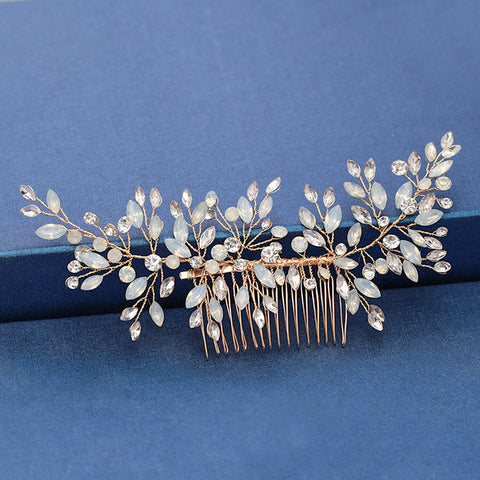 Trendy Handmade Wedding Hair Comb Leaf flower Bridal Headpiece Pearl Rhinestone Head Jewelry Wedding Hair Accessories