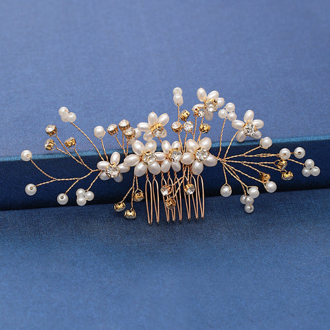 Trendy Handmade Wedding Hair Comb Leaf flower Bridal Headpiece Pearl Rhinestone Head Jewelry Wedding Hair Accessories