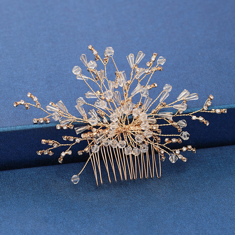 Trendy Handmade Wedding Hair Comb Leaf flower Bridal Headpiece Pearl Rhinestone Head Jewelry Wedding Hair Accessories