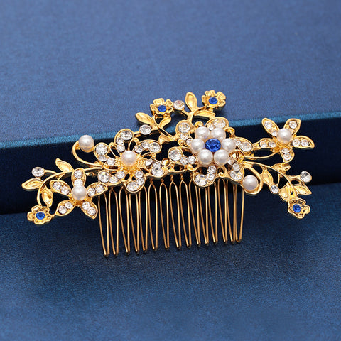 Trendy Handmade Wedding Hair Comb Leaf flower Bridal Headpiece Pearl Rhinestone Head Jewelry Wedding Hair Accessories