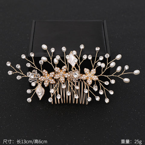 Trendy Handmade Wedding Hair Comb Leaf flower Bridal Headpiece Pearl Rhinestone Head Jewelry Wedding Hair Accessories