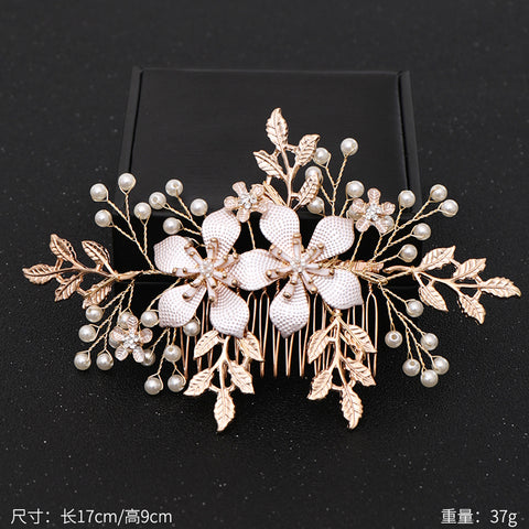 Trendy Handmade Wedding Hair Comb Leaf flower Bridal Headpiece Pearl Rhinestone Head Jewelry Wedding Hair Accessories
