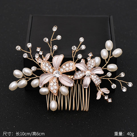 Trendy Handmade Wedding Hair Comb Leaf flower Bridal Headpiece Pearl Rhinestone Head Jewelry Wedding Hair Accessories