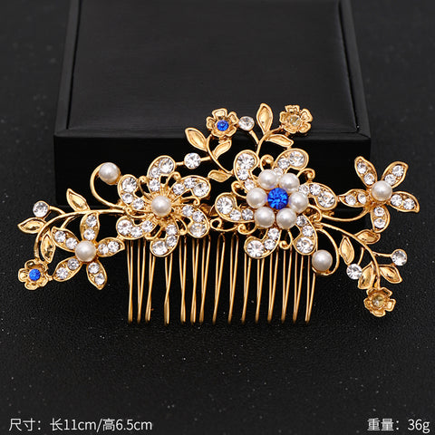 Trendy Handmade Wedding Hair Comb Leaf flower Bridal Headpiece Pearl Rhinestone Head Jewelry Wedding Hair Accessories