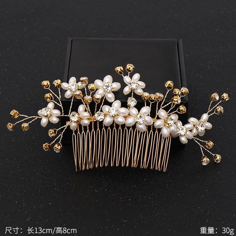 Trendy Handmade Wedding Hair Comb Leaf flower Bridal Headpiece Pearl Rhinestone Head Jewelry Wedding Hair Accessories