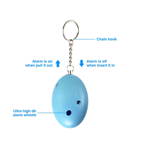 Safety Keychain Emergency Loud Alarm Self Defense 100DB Egg Shape Security Protection For Children, Adults and Elders