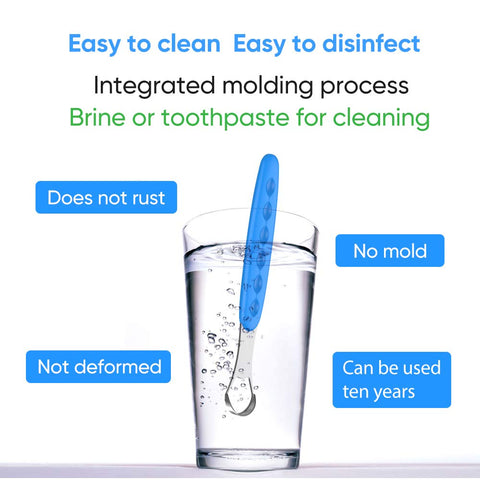 Portable Tongue Cleaner Tongue Scraper Reusable Stainless Steel Oral Mouth Brush travel case Black/Blue/Green Non-slip handle